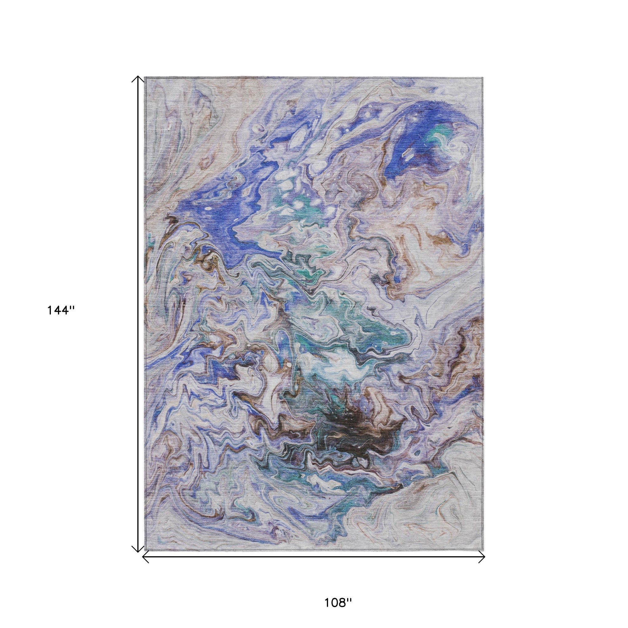 9' X 12' Beige Blue And Taupe Abstract Washable Indoor Outdoor Area Rug - H&A Outlet