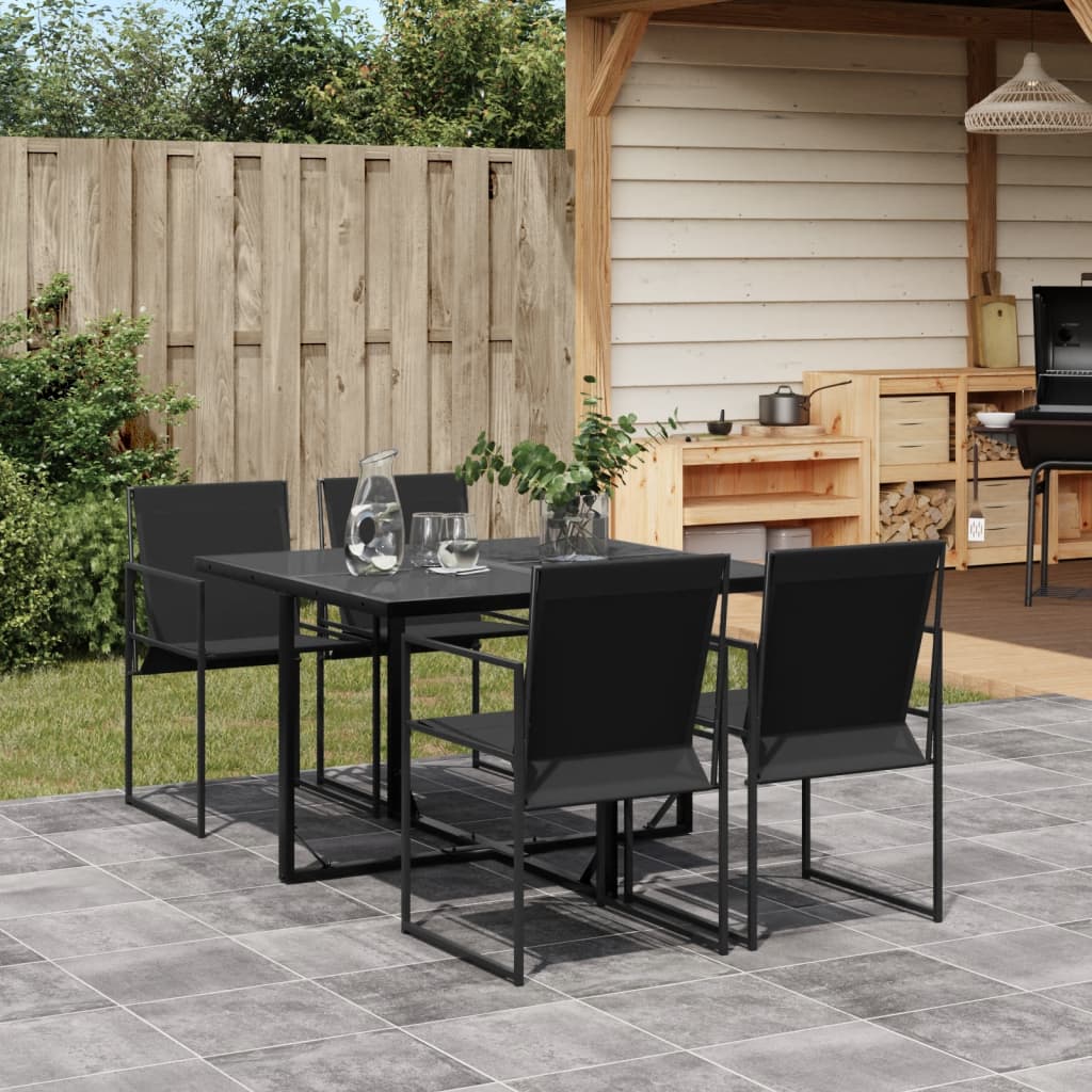 vidaXL Patio Dining Set Table and Chair Garden Outdoor Furniture Black Textilene - H&A Outlet