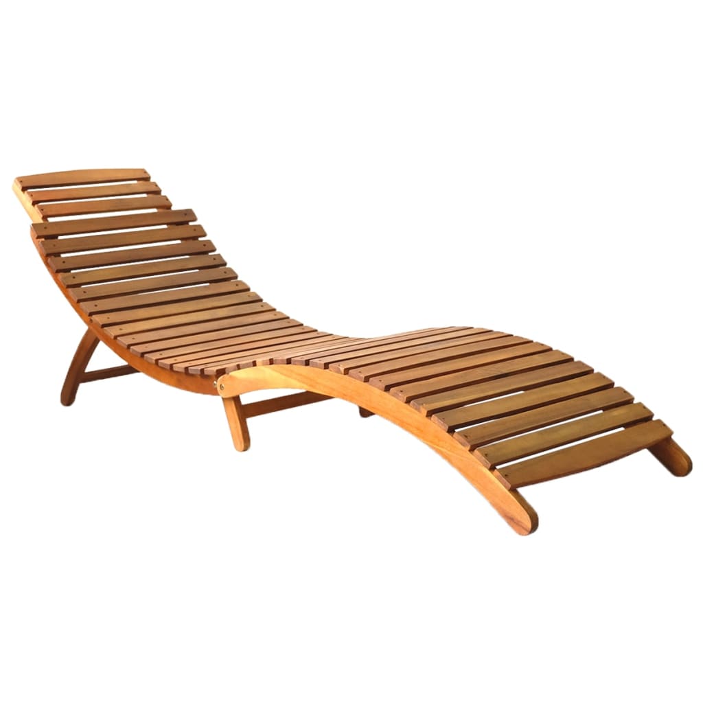 vidaXL Patio Sun Lounger with Cushion Solid Acacia Wood - H&A Outlet