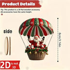 10Pcs Christmas Wooden Hot Air Balloon Santa Claus 2D Flat Wooden - H&A Outlet