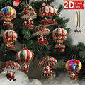 10Pcs Christmas Wooden Hot Air Balloon Santa Claus 2D Flat Wooden - H&A Outlet