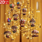 10Pcs Christmas Wooden Hot Air Balloon Santa Claus 2D Flat Wooden - H&A Outlet