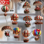 10Pcs Christmas Wooden Hot Air Balloon Santa Claus 2D Flat Wooden - H&A Outlet