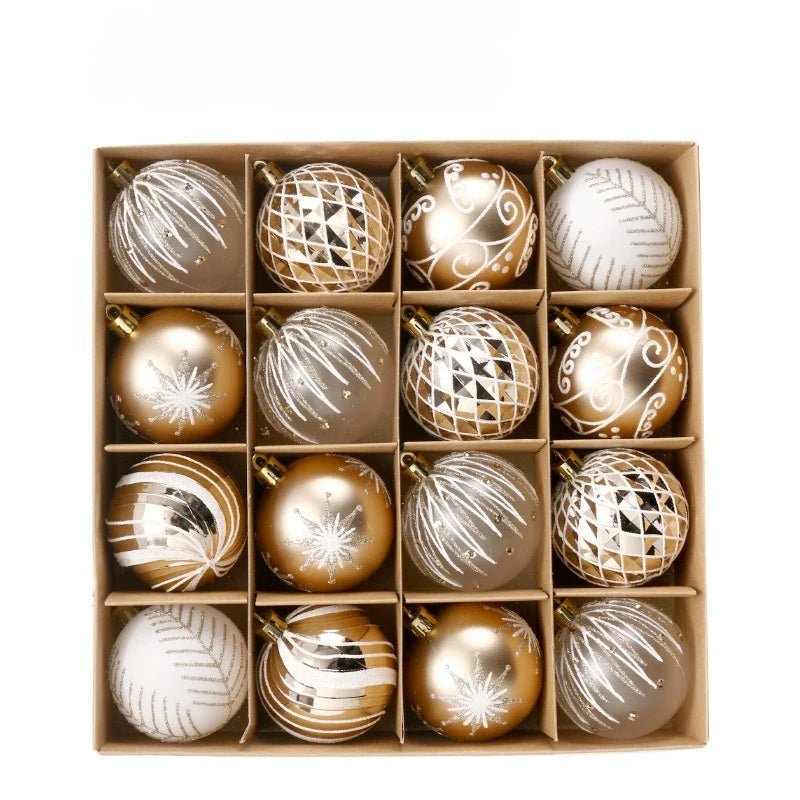 16PCS Christmas Ball Snowflake Stripe Pattern Christmas Tree Ornaments - H&A Outlet