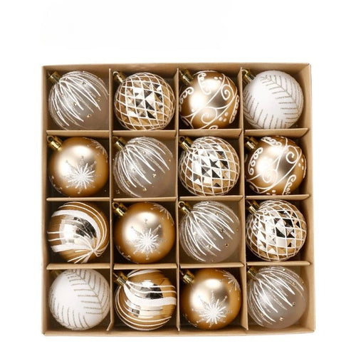 16PCS Christmas Ball Snowflake Stripe Pattern Christmas Tree Ornaments - H&A Outlet