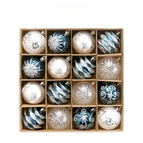 16PCS Christmas Ball Snowflake Stripe Pattern Christmas Tree Ornaments - H&A Outlet