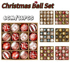16PCS Christmas Ball Snowflake Stripe Pattern Christmas Tree Ornaments - H&A Outlet