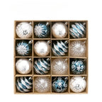 16PCS Christmas Ball Snowflake Stripe Pattern Christmas Tree Ornaments - H&A Outlet