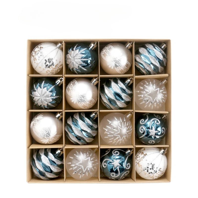 16PCS Christmas Ball Snowflake Stripe Pattern Christmas Tree Ornaments - H&A Outlet