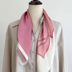 1pcs 70cm Pink Floral Silk Scarf for Women Simulated Silk Fresh and Elegant Versatile Headwear Clothing Bags and Square Scarf - H&A Outlet