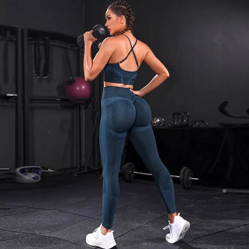2 Pieces Women's Tracksuit Seamless Yoga Set Workout Sportswear Gym Clothing High Waist Leggings Fitness Sports Suits - H&A Outlet