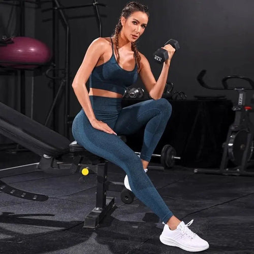 2 Pieces Women's Tracksuit Seamless Yoga Set Workout Sportswear Gym Clothing High Waist Leggings Fitness Sports Suits - H&A Outlet