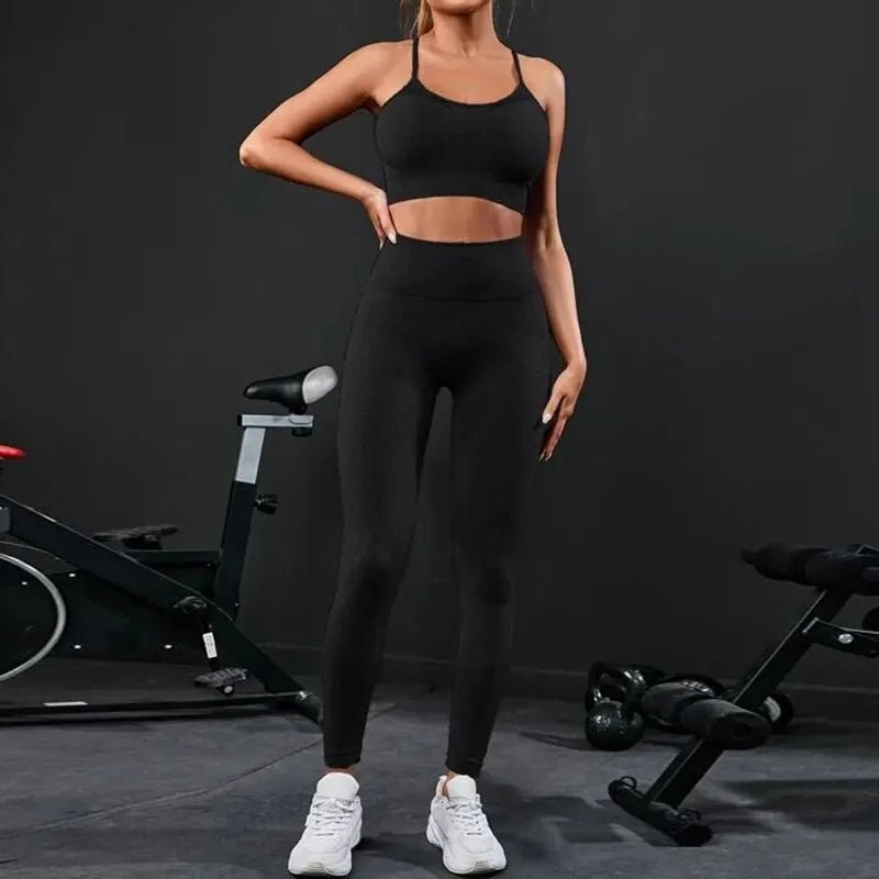 2 Pieces Women's Tracksuit Seamless Yoga Set Workout Sportswear Gym Clothing High Waist Leggings Fitness Sports Suits - H&A Outlet