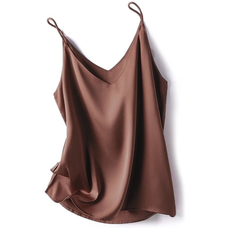 2024 Summer Camisole Slim Vest Sexy Women Sleeveless V - Neck Gray Tee - H&A Outlet