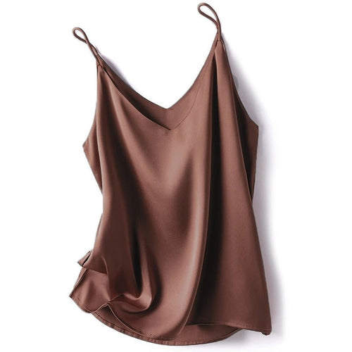 2024 Summer Camisole Slim Vest Sexy Women Sleeveless V - Neck Gray Tee - H&A Outlet
