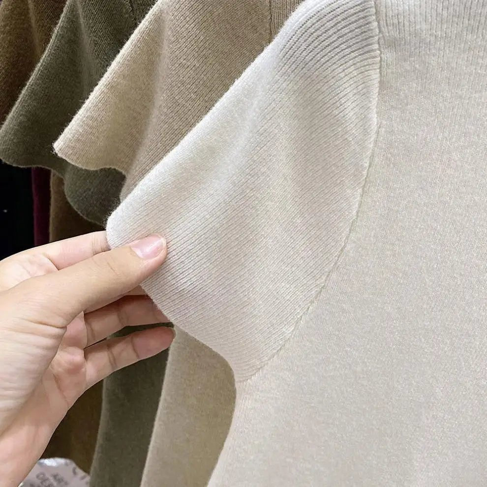 2025 Pullover Sweater Basic Layering Piece Thin Pullover Women Female Knitted Sweater Slim Short Sleeve Bodycon Sweater - H&A Outlet