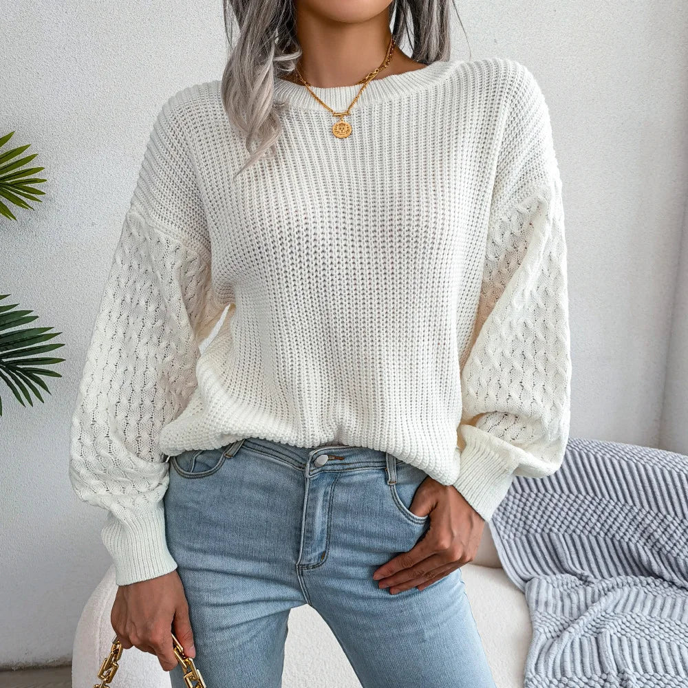 2025 Women's Clothing Sweaters Autumn Winter Casual Lantern Sleeve Long - Sleeved Knitted Sweater Pullovers - H&A Outlet