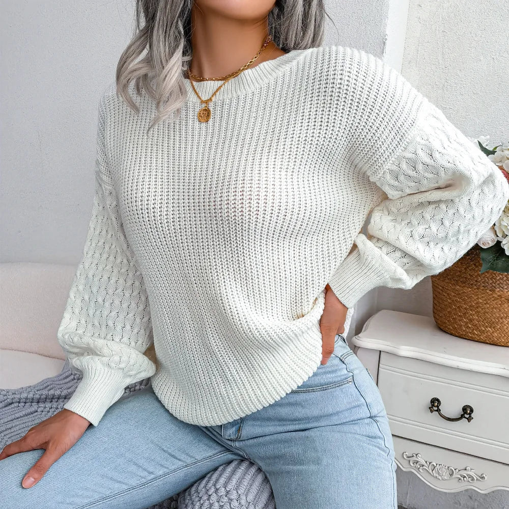2025 Women's Clothing Sweaters Autumn Winter Casual Lantern Sleeve Long - Sleeved Knitted Sweater Pullovers - H&A Outlet