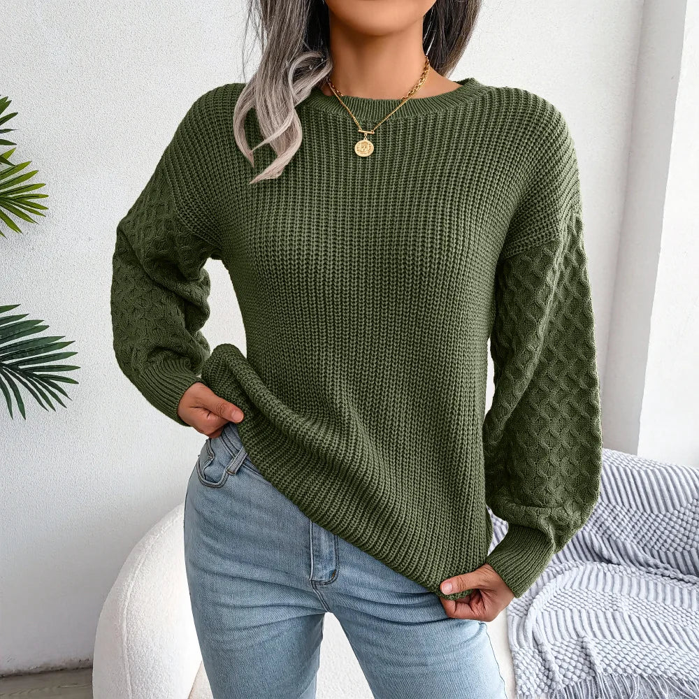 2025 Women's Clothing Sweaters Autumn Winter Casual Lantern Sleeve Long - Sleeved Knitted Sweater Pullovers - H&A Outlet