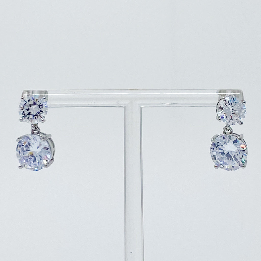 Double Diamond Dangle Earrings