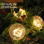2Pcs Solar Lights Outdoor Garden Decor Cracked Glass Ball Warm Lights - H&A Outlet