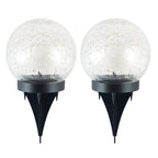 2Pcs Solar Lights Outdoor Garden Decor Cracked Glass Ball Warm Lights - H&A Outlet