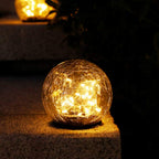 2Pcs Solar Lights Outdoor Garden Decor Cracked Glass Ball Warm Lights - H&A Outlet