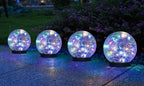 2Pcs Solar Lights Outdoor Garden Decor Cracked Glass Ball Warm Lights - H&A Outlet