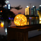 2Pcs Solar Lights Outdoor Garden Decor Cracked Glass Ball Warm Lights - H&A Outlet