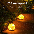 2Pcs Solar Lights Outdoor Garden Decor Cracked Glass Ball Warm Lights - H&A Outlet