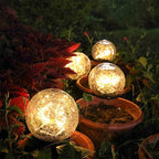 2Pcs Solar Lights Outdoor Garden Decor Cracked Glass Ball Warm Lights - H&A Outlet