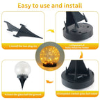 2Pcs Solar Lights Outdoor Garden Decor Cracked Glass Ball Warm Lights - H&A Outlet