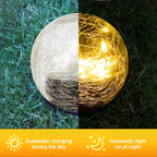 2Pcs Solar Lights Outdoor Garden Decor Cracked Glass Ball Warm Lights - H&A Outlet