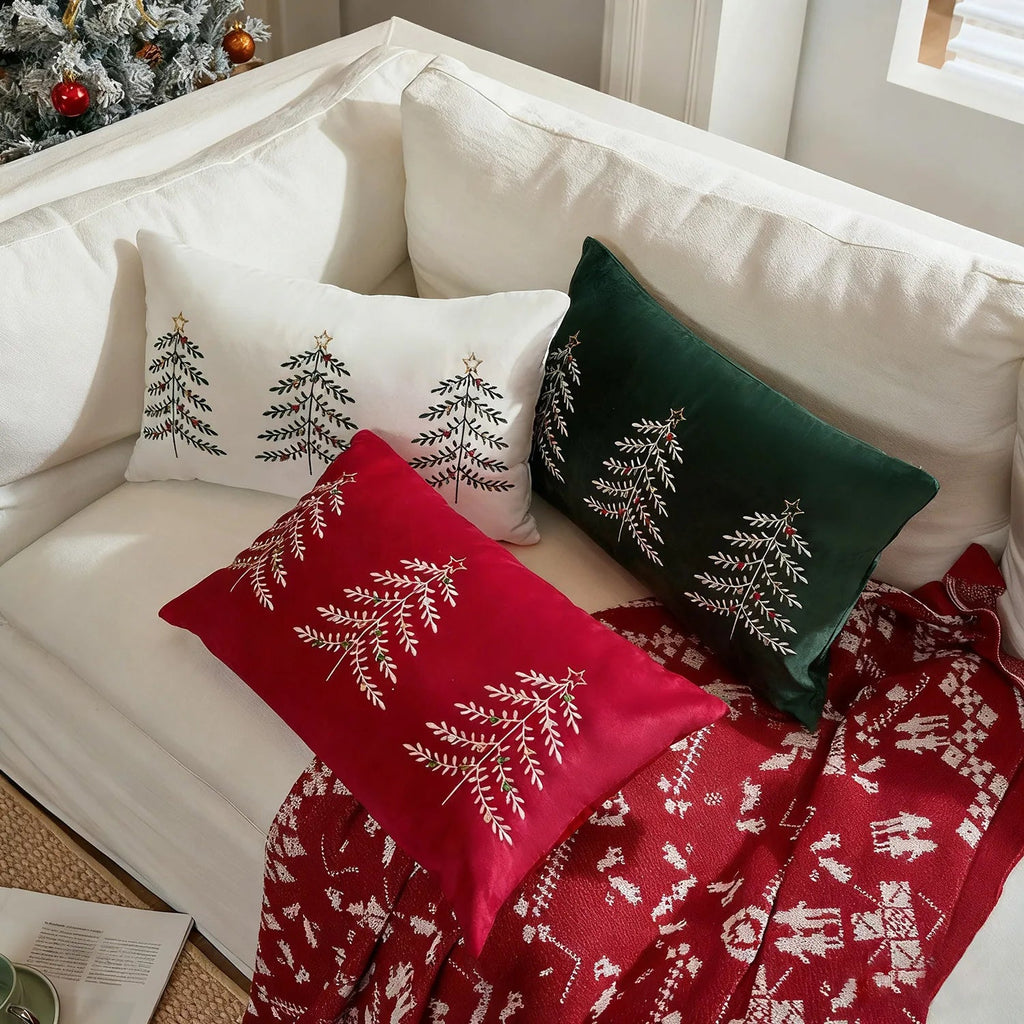 30x50cm Pillowcase Embroidered Christmas Tree Decorative Cushion Cover - H&A Outlet