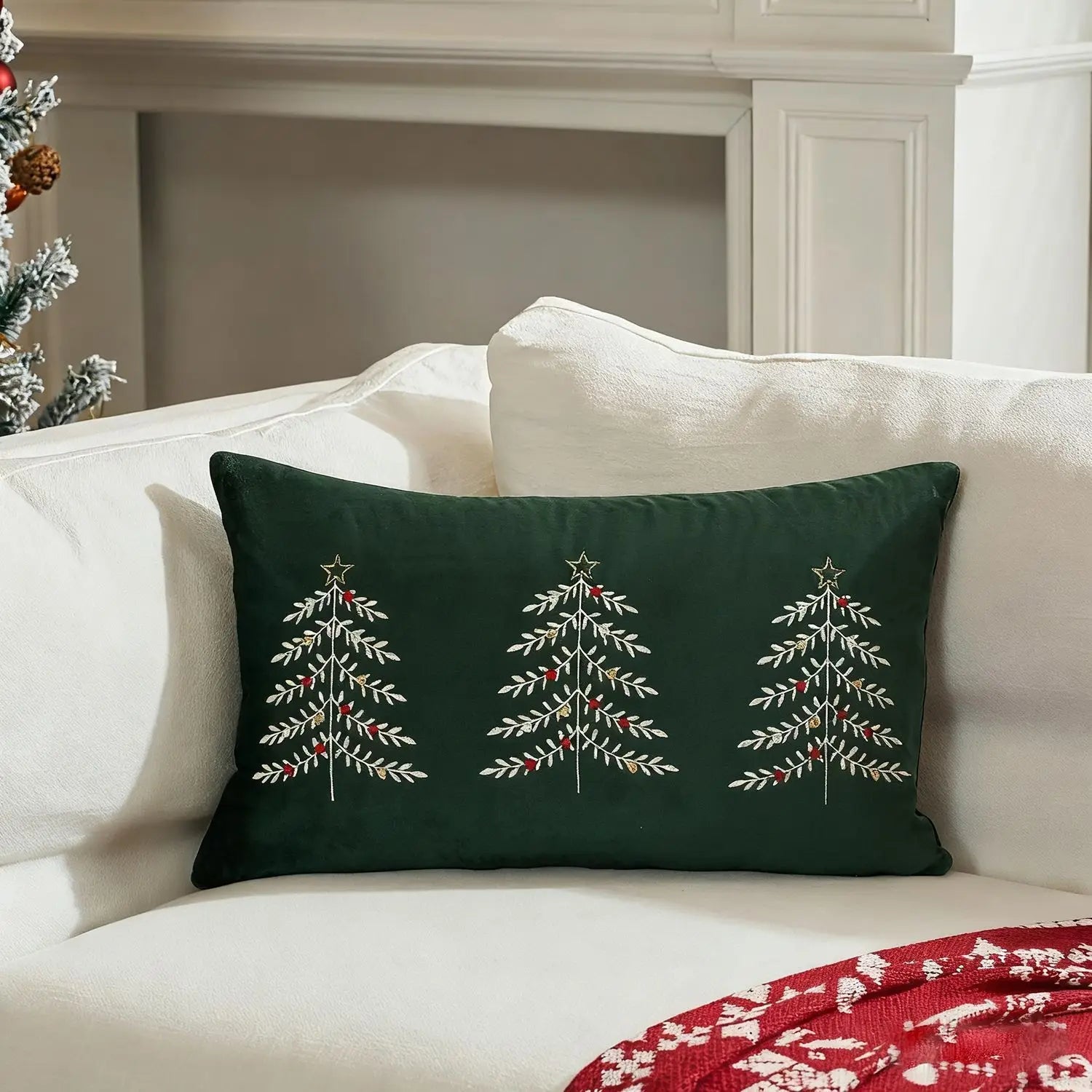 30x50cm Pillowcase Embroidered Christmas Tree Decorative Cushion Cover - H&A Outlet