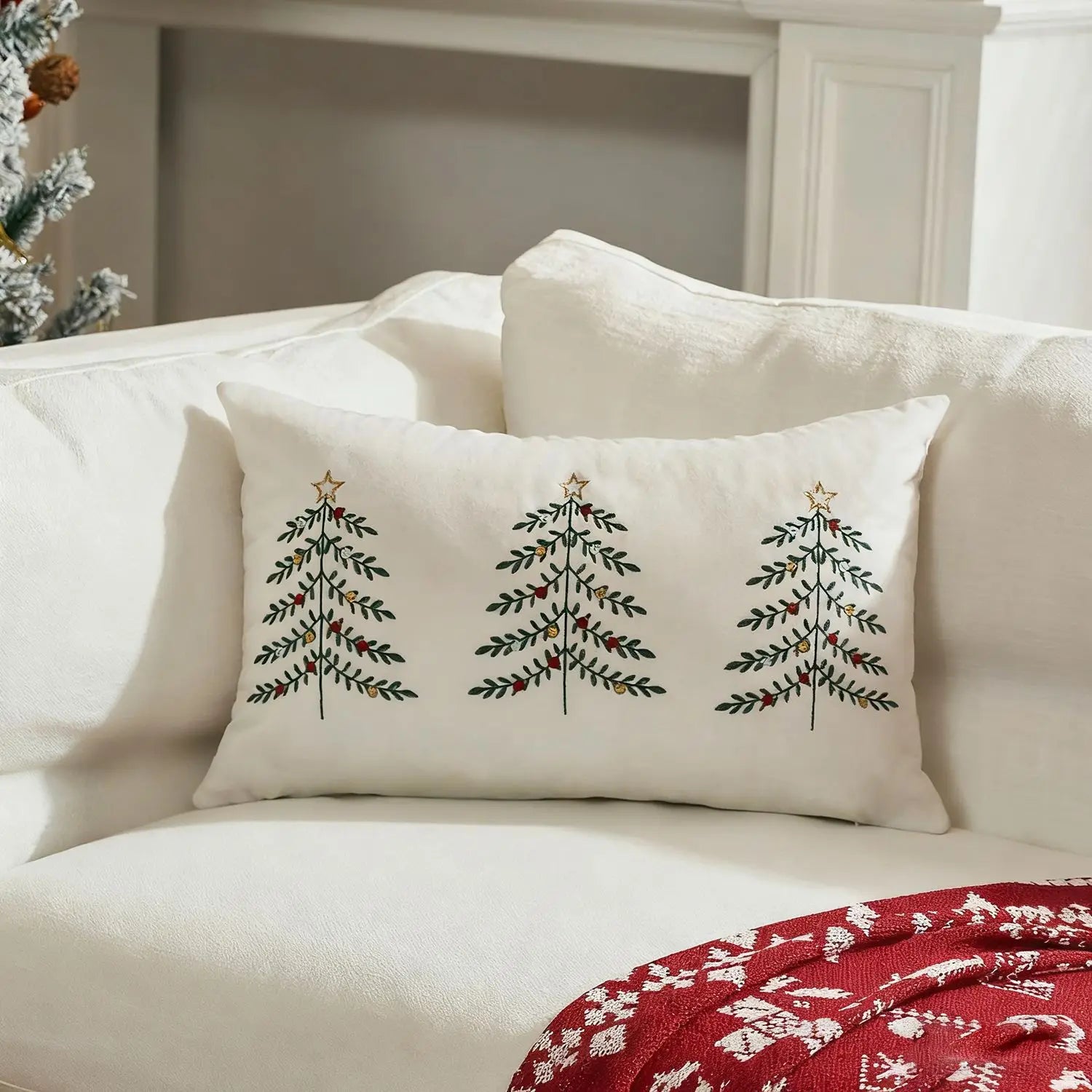 30x50cm Pillowcase Embroidered Christmas Tree Decorative Cushion Cover - H&A Outlet