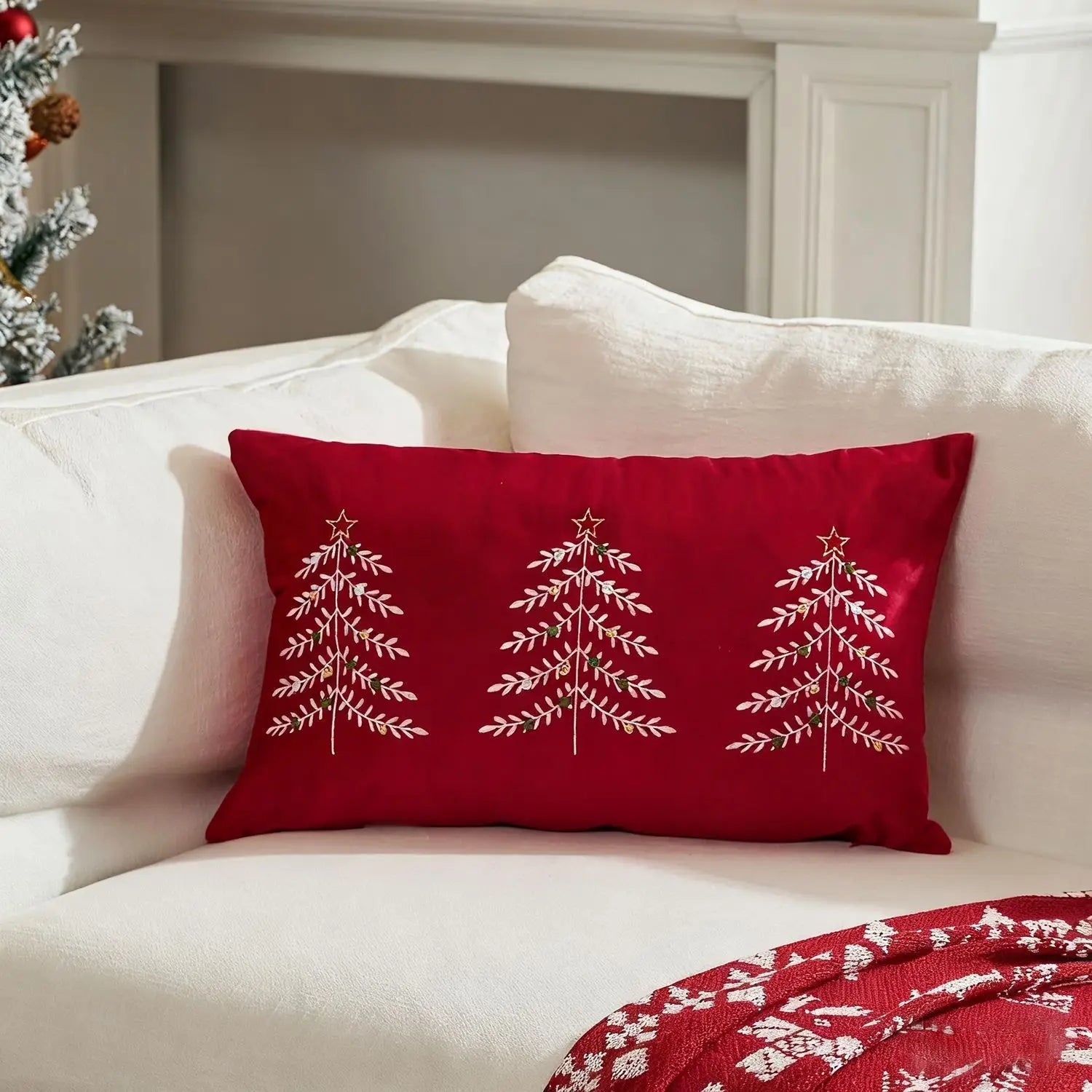 30x50cm Pillowcase Embroidered Christmas Tree Decorative Cushion Cover - H&A Outlet