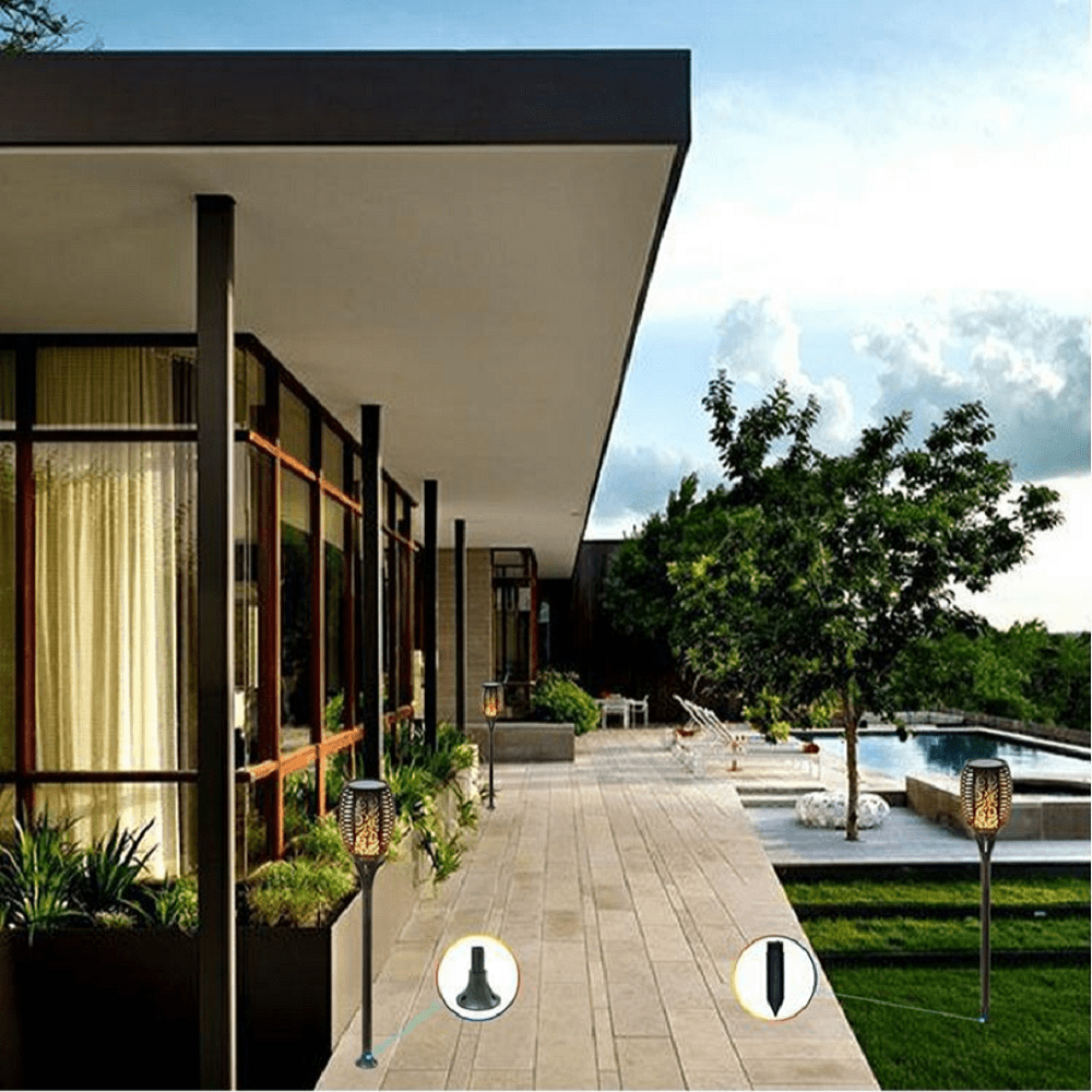 33 Led Outdoor Waterproof Solar Powered Small Torch Flame Lights - H&A Outlet