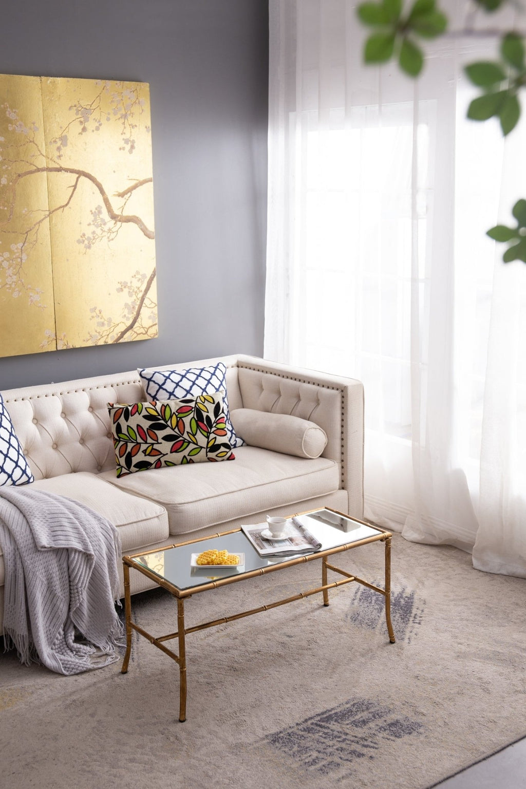 36x16x16.5' Antique Gold Coffee Table - H&A Outlet