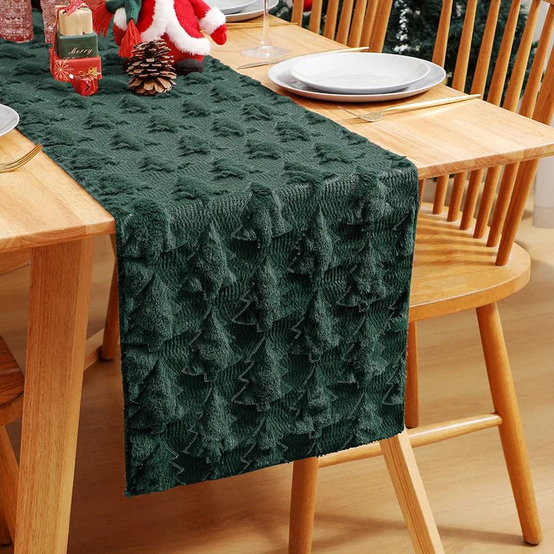 3D Green Christmas Tree Table Runner,Thickened Sequin Christmas Event - H&A Outlet