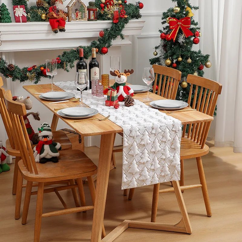 3D Green Christmas Tree Table Runner,Thickened Sequin Christmas Event - H&A Outlet