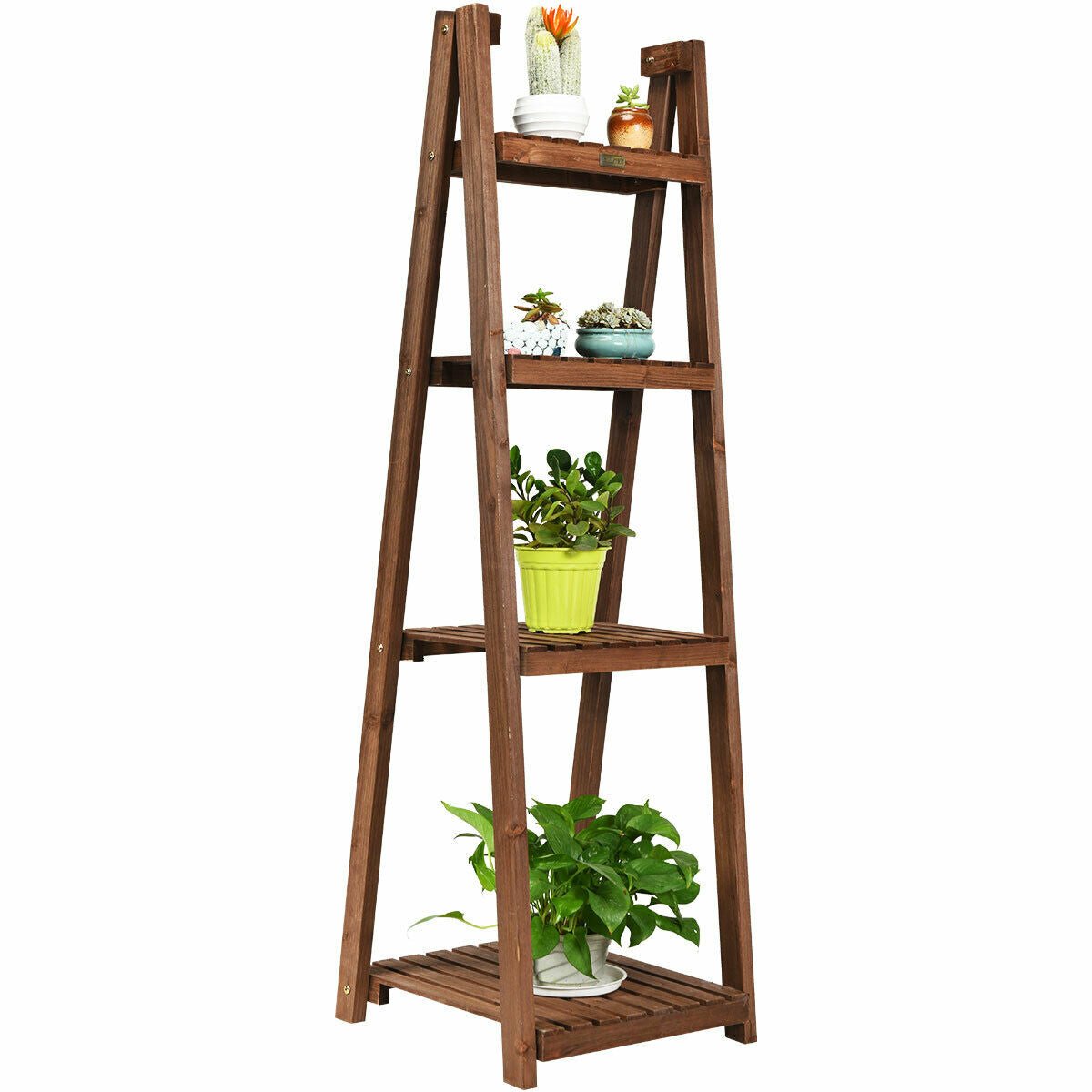 4 Tier Wooden Folding Plant Stand / Display Stand - H&A Outlet