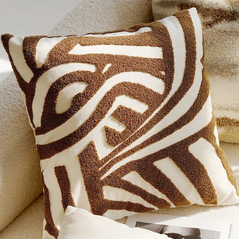 45x45CM Brown Vintage Nordic Throw Pillow Cover Cream Light luxury - H&A Outlet