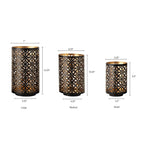 Set of 3 Helena Pierced Metal Lanterns, L:D7x12' M:D6.5x10' S:D5x8.5'