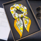 70cm Pink Floral Silk Scarf for Women Simulated Silk Fresh and Elegant Versatile Headwear Clothing Bags and Square Scarf - H&A Outlet