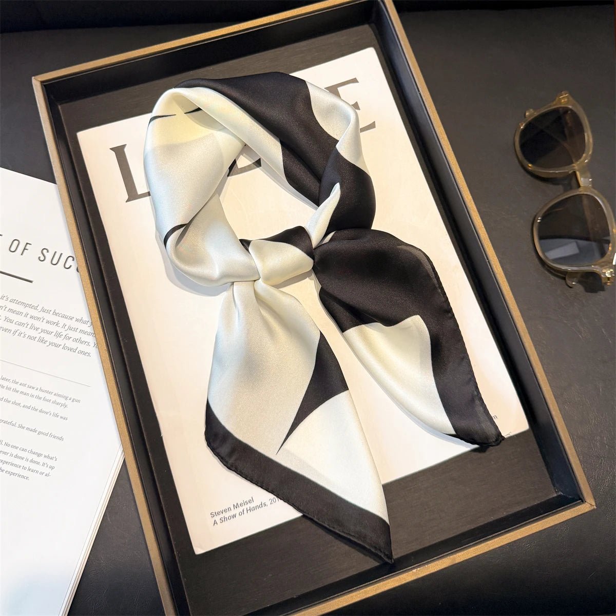 70cm Pink Floral Silk Scarf for Women Simulated Silk Fresh and Elegant Versatile Headwear Clothing Bags and Square Scarf - H&A Outlet