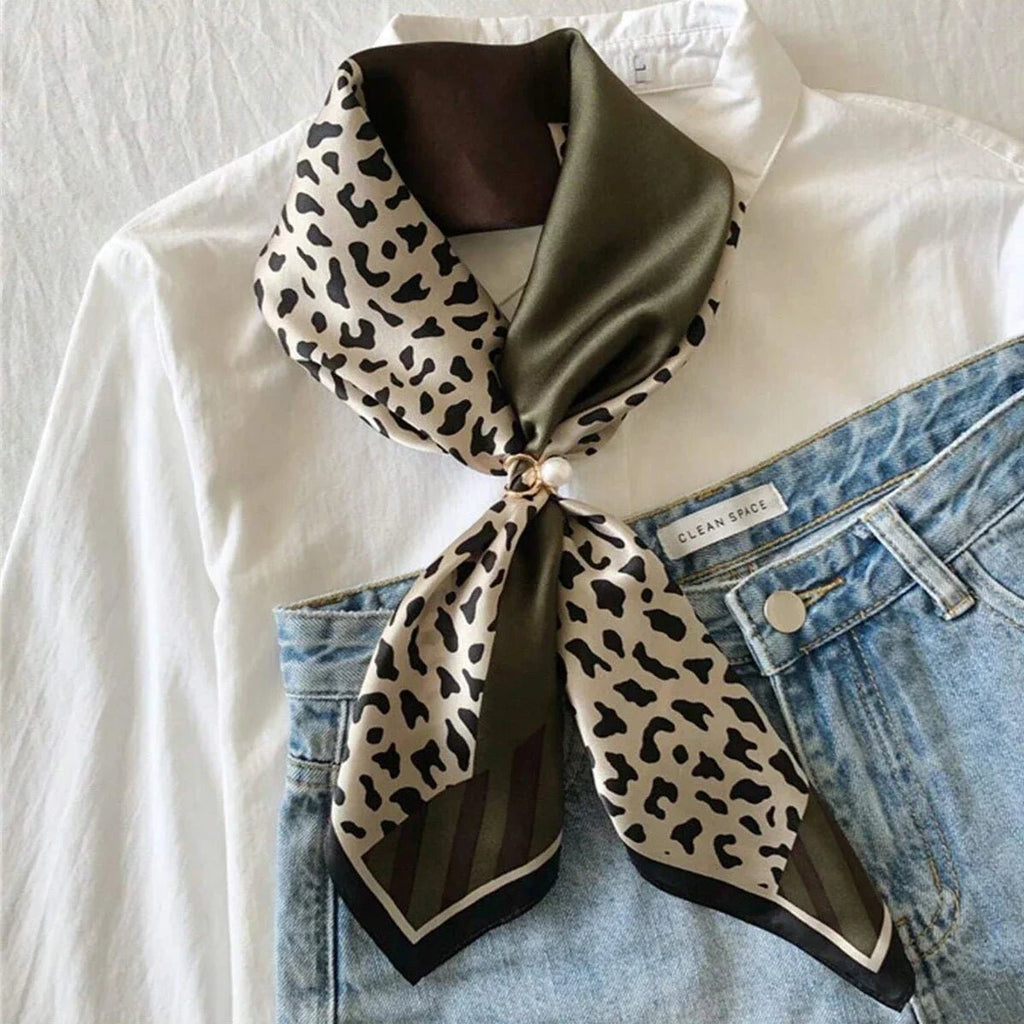 70cm Pink Floral Silk Scarf for Women Simulated Silk Fresh and Elegant Versatile Headwear Clothing Bags and Square Scarf - H&A Outlet