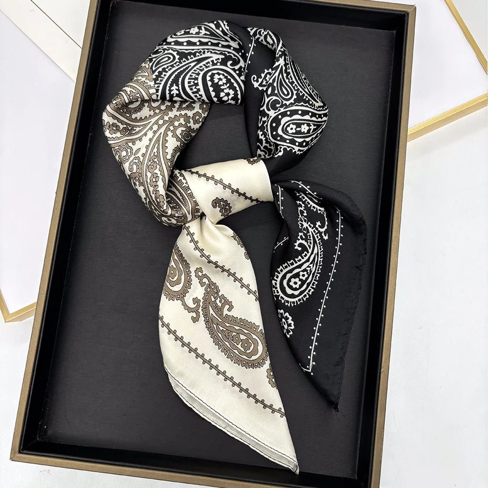 70cm Pink Floral Silk Scarf for Women Simulated Silk Fresh and Elegant Versatile Headwear Clothing Bags and Square Scarf - H&A Outlet