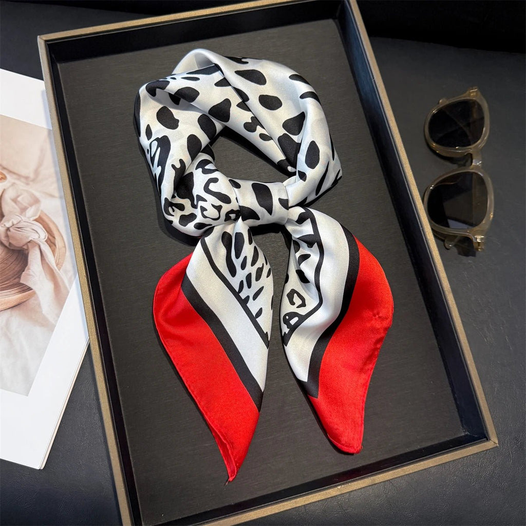 70cm Pink Floral Silk Scarf for Women Simulated Silk Fresh and Elegant Versatile Headwear Clothing Bags and Square Scarf - H&A Outlet