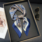 70cm Pink Floral Silk Scarf for Women Simulated Silk Fresh and Elegant Versatile Headwear Clothing Bags and Square Scarf - H&A Outlet